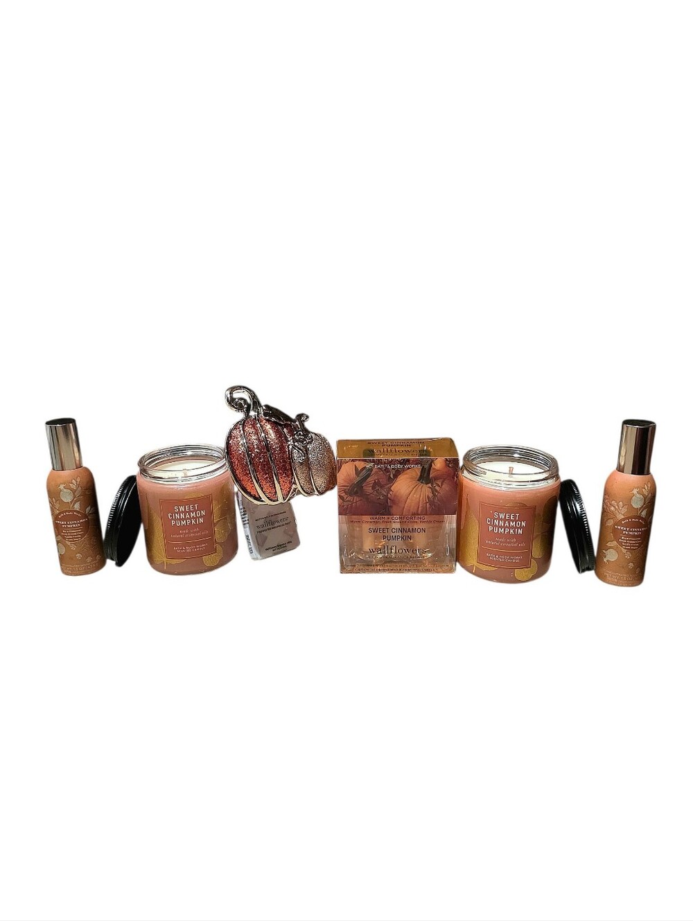SWEET CINNAMON PUMPKIN HOME FRAGRANCE SET CANDLES, WALLFLOWERS, PLUG, ROOM SPRAY